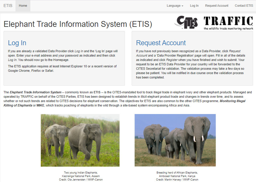 ETIS Online page