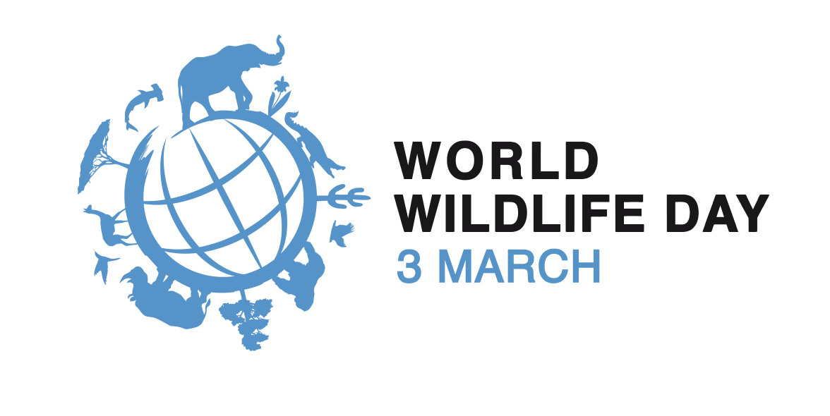 World Wildlife Day logo - globe graphic encircled with animals and plants